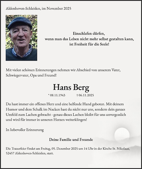 Traueranzeige von Hans Berg