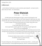 Obituary Peter Dietrich, Stuttgart