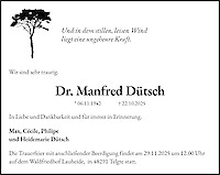 Obituary Dr. Manfred Dütsch