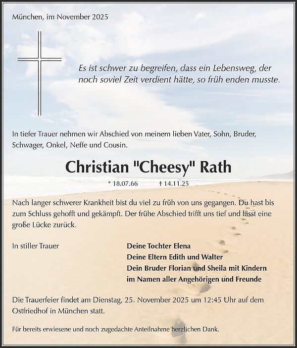 Traueranzeige von Christian "Cheesy" Rath, München