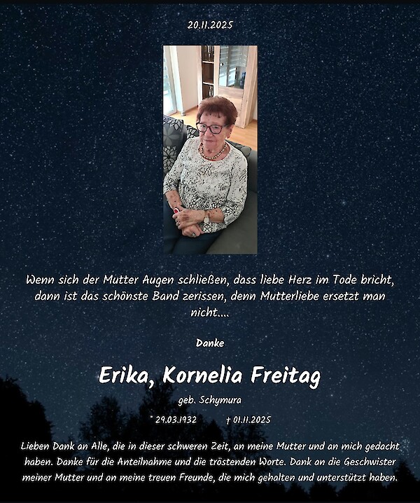 Note of Thanks of Erika, Kornelia Freitag