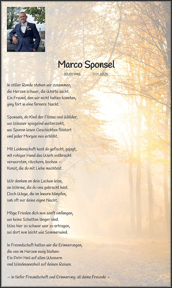 Traueranzeige von Marco Sponsel, Mittelehrenbach