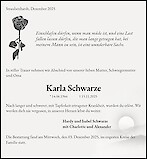 Traueranzeige Karla Schwarze