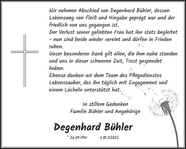 Note of Thanks of Degenhard Bühler