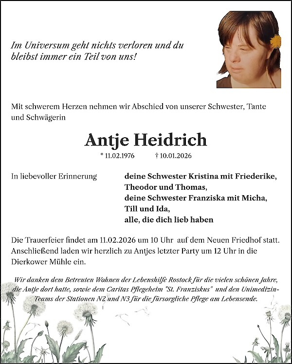 Traueranzeige von Antje Heidrich