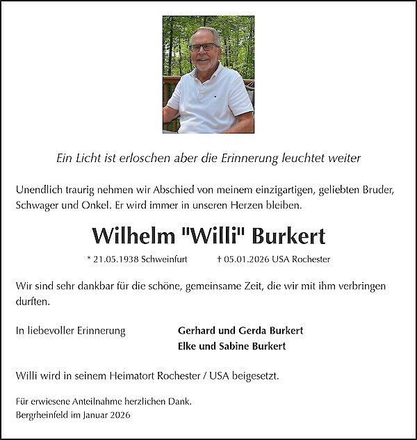 Obituary of Wilhelm "Willi" Burkert