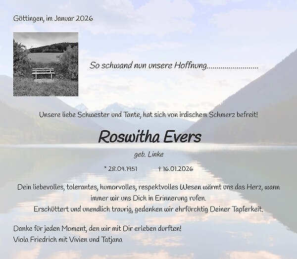 Traueranzeige von Roswitha Evers