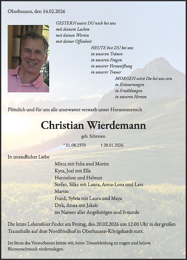 Obituary of Christian Wierdemann