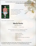 Obituary Maria Kartz, Pronsfeld