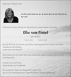 Obituary Elke von Fintel, Zahrensen