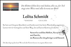 Obituary Lolita Schmidt, Bad Frankenhausen