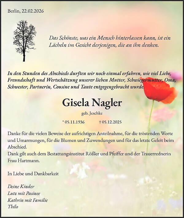 Note of Thanks of Gisela Nagler