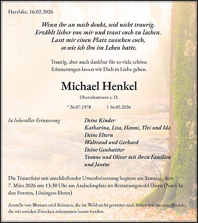 Michael Henkel, Herzlake