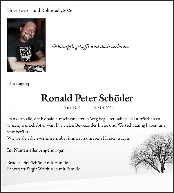 Danksagung von Ronald Peter Sch&ouml;der