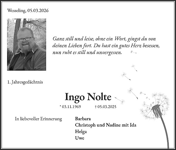 Commemoration of Ingo Nolte
