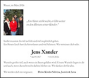 Traueranzeige Jens Xander