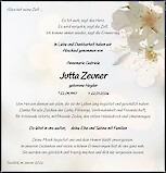 Traueranzeige Jutta Zeuner, Saalfeld