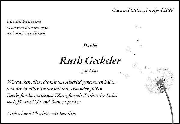 Note of Thanks of Ruth Geckeler