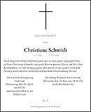 Traueranzeige Christiane Schmidt