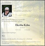 Traueranzeige Hertha Kelm, Helmeroth