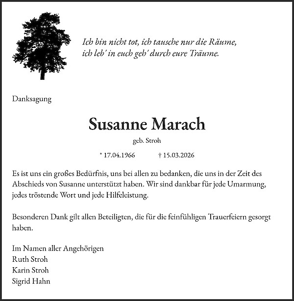 Danksagung von Susanne Marach