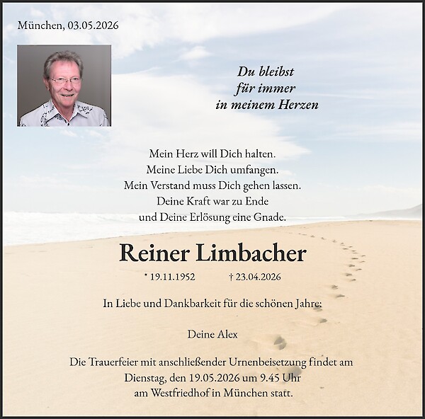 Traueranzeige von Reiner Limbacher