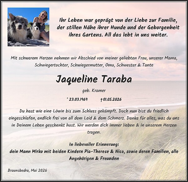 Traueranzeige von Jaqueline Taraba