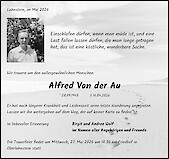Traueranzeige Alfred Von der Au