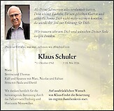 Traueranzeige Klaus Schuler