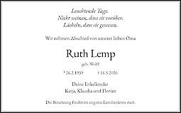 Traueranzeige Ruth Lemp
