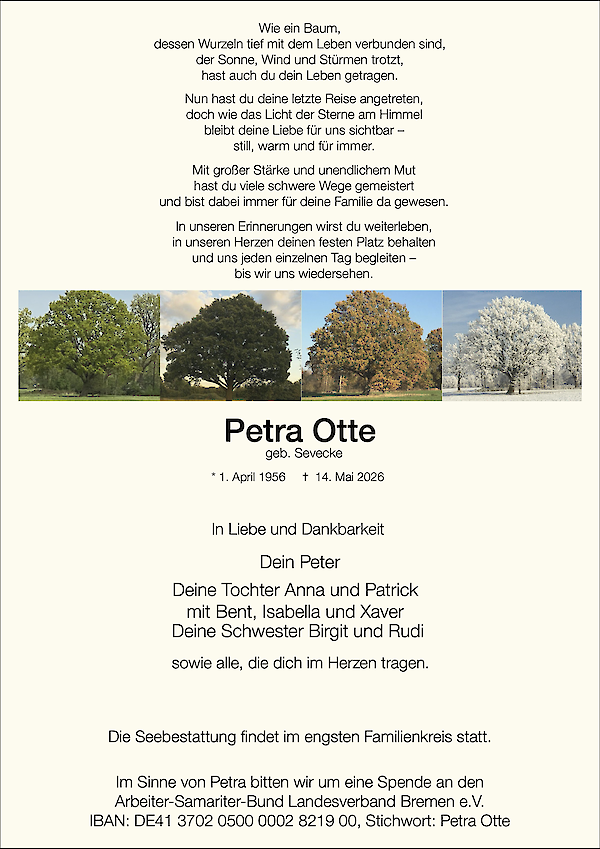 Traueranzeige von Petra Otte