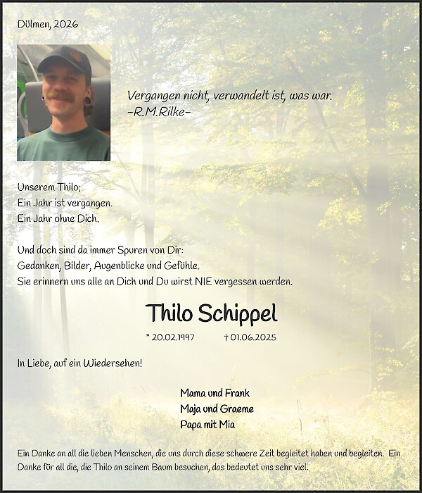 Jahresgedenken von Thilo Schippel
