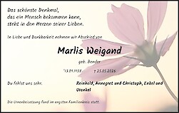 Traueranzeige Marlis Weigand
