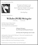 Traueranzeige Wilhelm (Willi) Meissgeier