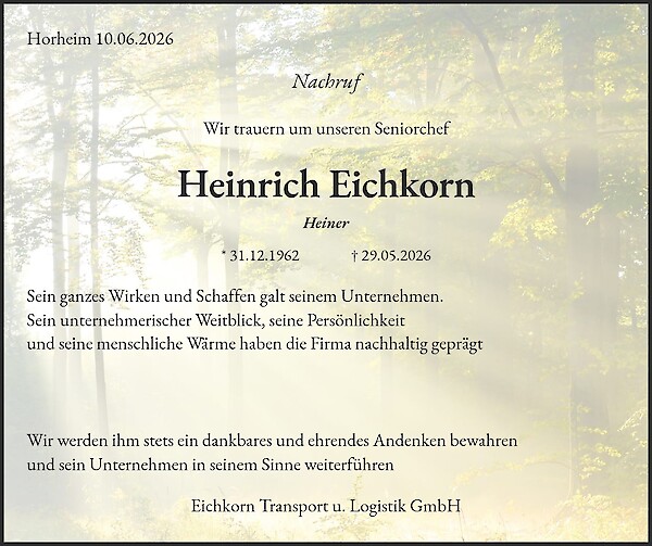 Danksagung von Heinrich Eichkorn, St&uuml;hlingen