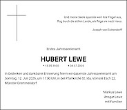 Traueranzeige HUBERT LEWE