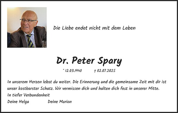 Jahresgedenken von Dr. Peter Spary