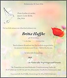 Traueranzeige Britta Haffke
