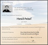 Traueranzeige Harald Anlauf, Duisburg