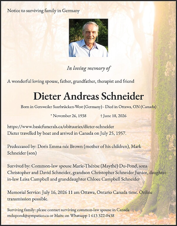 Traueranzeige von Dieter Andreas Schneider