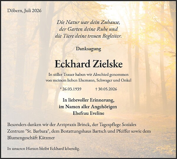 Danksagung von Eckhard Zielske, D&ouml;bern