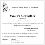 Traueranzeige Hildegard Rosel K&ouml;then