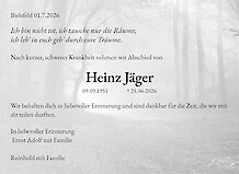 Traueranzeige Heinz J&auml;ger, Bielefeld