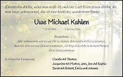 Traueranzeige Uwe Michael Kahlen, K&ouml;ln
