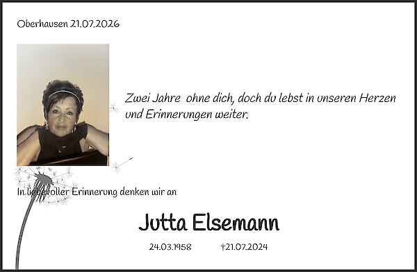 Jahresgedenken von Jutta Elsemann
