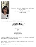 Traueranzeige Gisela R&ouml;ger