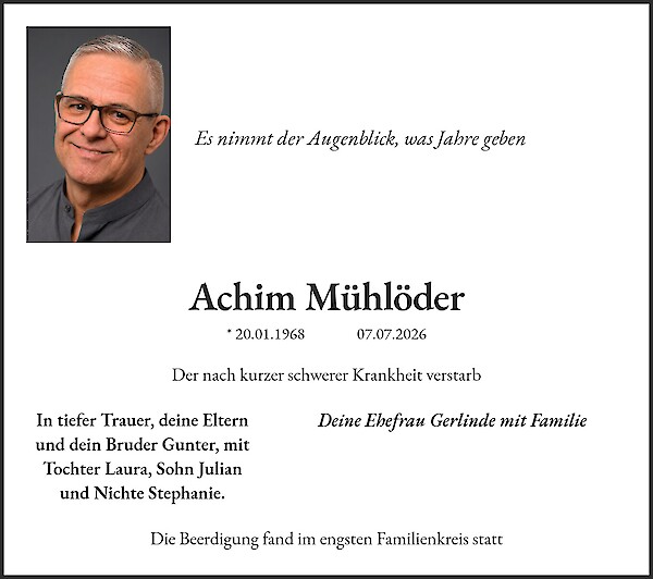 Traueranzeige von Achim M&uuml;hl&ouml;der