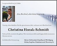 Traueranzeige Christina Horak-Schmidt