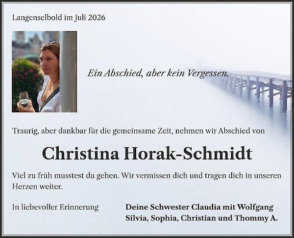 Traueranzeige von Christina Horak-Schmidt