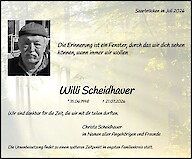Traueranzeige Willi Scheidhauer